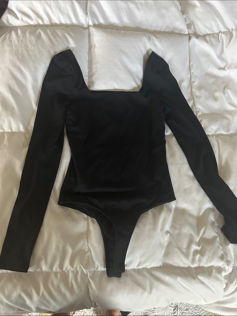 miami Black Long-Sleeve Square Neck Bodysuit